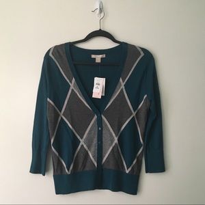 Banana Republic • Teal Argyle Cardigan